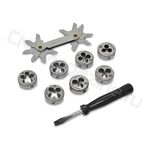 Набор метчиков трехпроходных ручных универсальных и плашек круглых ручных серий COMBO М3-М12 HSS-G 32 предмета MTDS32 Thorvik