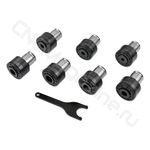 ISO-GT24 (M12-M24) 7 шт, d31 Набор быстросменных резьбонарезных цанг с обгонной муфтой