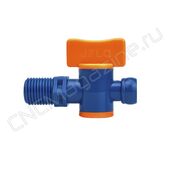 Вентиль запорный резьбовой для подачи СОЖ 1/4" - G1/4 (2207) синий