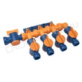 Разветвитель из 1 в 4 с запорными кранами 1/2" (54410)