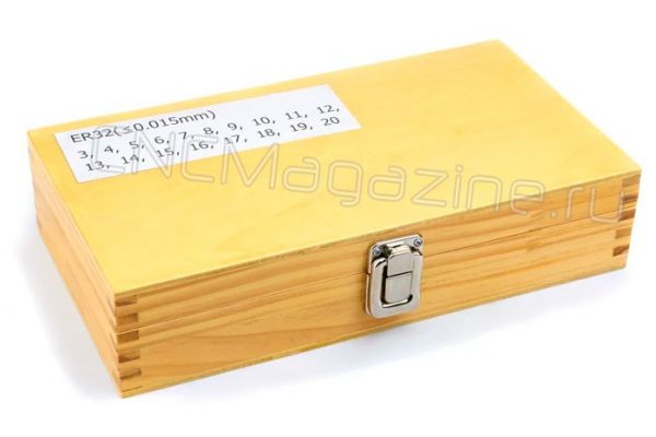 ER32-18 pcs набор цанг стандартной точности в деревянном кейсе