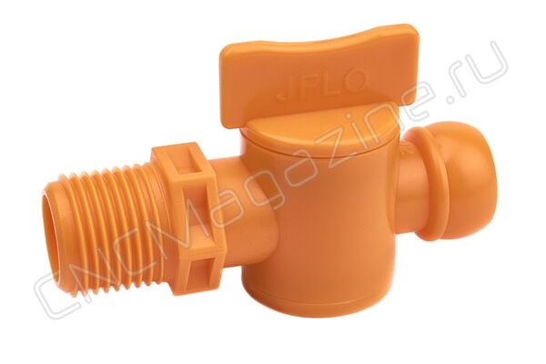 Вентиль запорный резьбовой для подачи СОЖ 1/2" - G1/2 (4206) оранжевый
