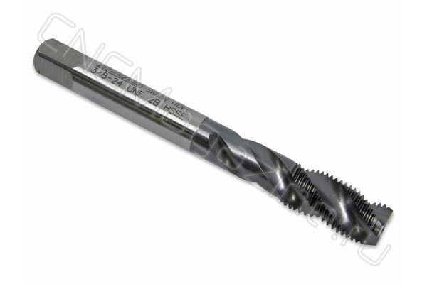 Метчик 3/8"-24 UNF HSS-E спиральная канавка 38°, TiALN (TA02UNF038)