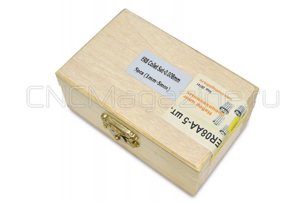 ER08AA-5 pcs набор цанг прецизионных в деревянном кейсе