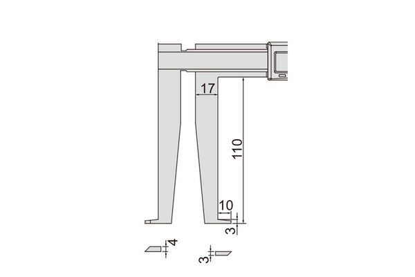 1178-300 Штангенциркуль для измерения внутренних канавок ШЦЦ 25-300 мм, 0.01 мм