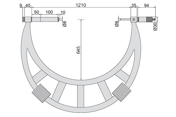 3205-1200 Микрометр с удлиненым кольцом наковальни 1000-1200 мм,0.01 мм