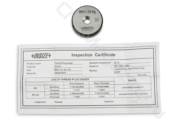 4120-8 Калибр-кольцо резьбовое M8x1.25 ПР