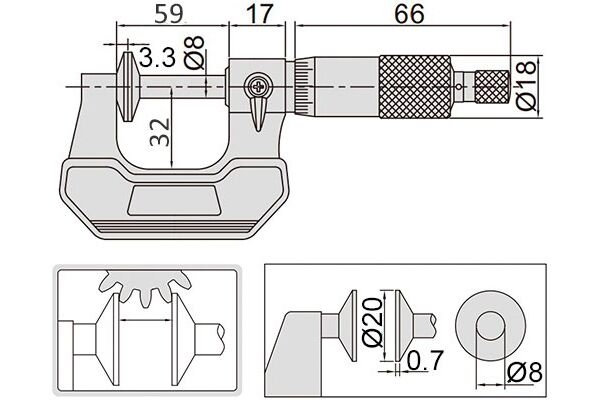 3282-50 Микрометр зубомерный 25-50 мм, 0.01 мм