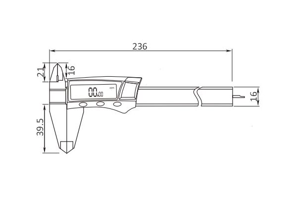 2035-0006 Штангенциркуль цифровой ШЦЦ из пластика, 0-150 мм/0-6", 0.01 мм/0.0005"/1/64"