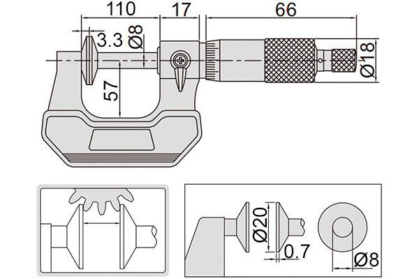 3282-100 Микрометр зубомерный 75-100 мм, 0.01 мм
