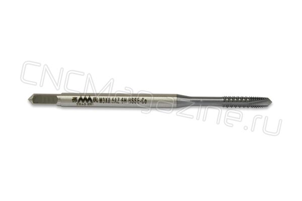SA692001 Метчик шахматный M3x0.5 AZ HSSE-Co 6H DIN 371 с прямой канавкой TiCN