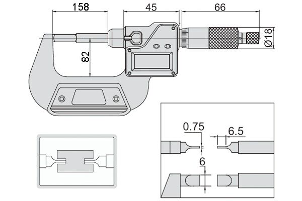 3532-125A Микрометр цифровой с лезвийными губками 100-125 мм, 0.001 мм
