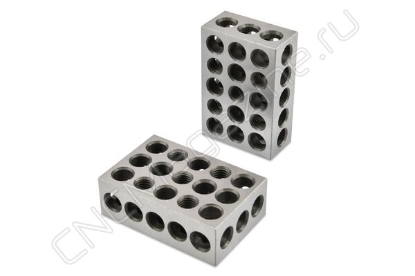Блоки крепежные прецизионные, метрические 25x50x75 мм, 2 шт, 23 отверстия