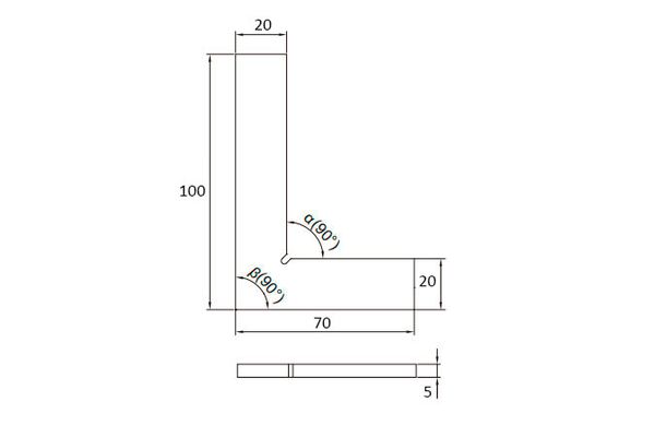 4791-100 Угольник поверочный плоский 100x70 мм, 90°