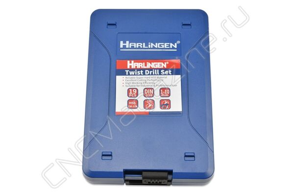 Набор сверл по металлу DIN 338 HSS TIN 1-10 мм (19 шт, шаг 0.5 мм) Harlingen