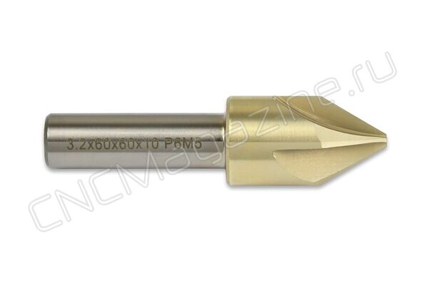 3.2x60x60x10 Р6М5 ZrN зенковка, цилиндрический хвостовик